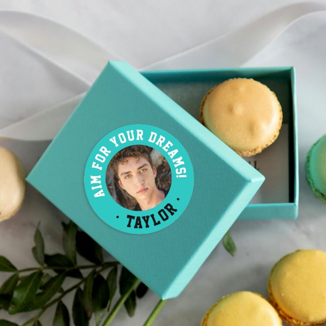 Pegatina Redonda Foto deportiva turquesa Inspiradora de moda (Subido por el creador)