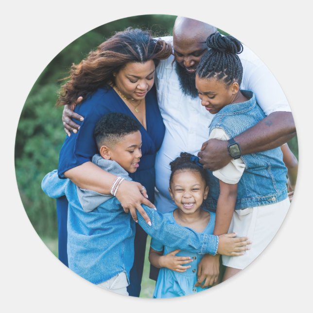 Pegatina Redonda Foto familiar personalizada (Anverso)