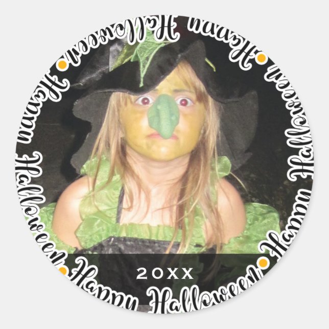 Pegatina Redonda Foto imagen personalizada de Halloween favor parti (Anverso)