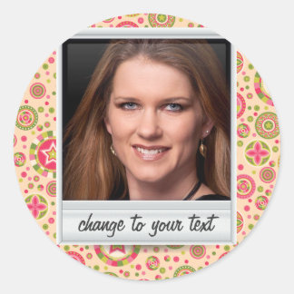 Pegatina Redonda Foto instantánea - fotomarco con patrón