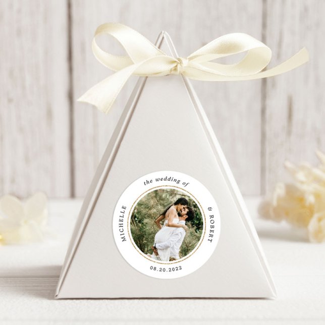 Pegatina Redonda Foto Monograma Elegante Boda (Subido por el creador)