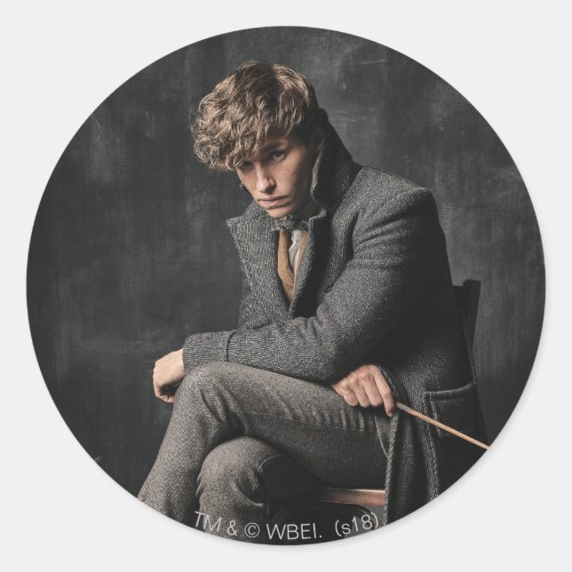 Pegatina Redonda Foto NEWT SCAMANDER™ (Anverso)