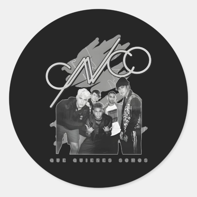 Pegatina Redonda Foto Oficial Del Cnco Del Álbum Blanco Negro (Anverso)