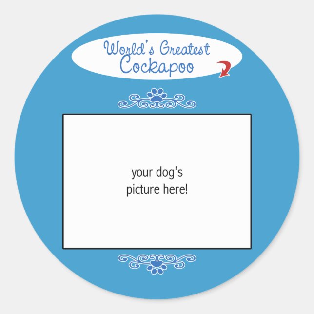 Pegatina Redonda Foto personalizada! Cockapoo más grande del mundo (Anverso)