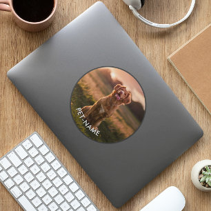 Pegatina Redonda Foto personalizada con el nombre de tu perro