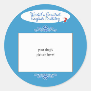 Pegatina Redonda Foto personalizada! El mejor Bulldog inglés del mu