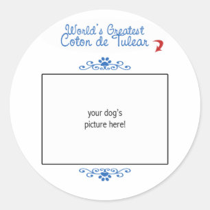 Pegatina Redonda Foto personalizada! Gran Coton de Tulear del mundo