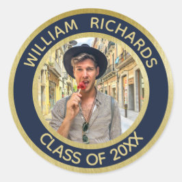 Pegatina Redonda Foto personalizada para graduados 2025