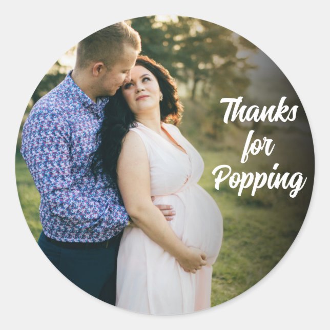 Pegatina Redonda Foto personalizado Baby Shower Gracias Por Comprar (Anverso)