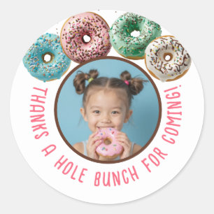 Pegatina Redonda Foto personalizado Donut Birthday Gracias A Hole B