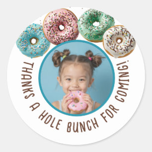 Pegatina Redonda Foto personalizado Donut Birthday Gracias A Hole B