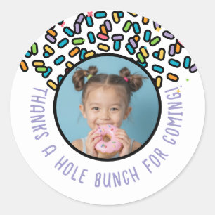 Pegatina Redonda Foto personalizado Donut Sprinkles Gracias A Hole 