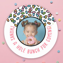 Pegatina Redonda Foto personalizado Donut Sprinkles Gracias A Hole 