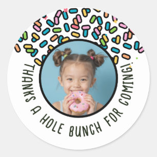 Pegatina Redonda Foto personalizado Donut Sprinkles Gracias A Hole 