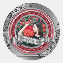 Foto Plata Flourish Elegante Banner Rojo
