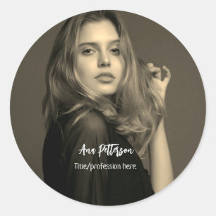 Pegatina Redonda foto profesional sitio web QR email social moderno