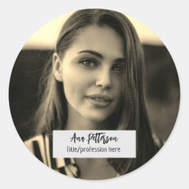 Pegatina Redonda foto profesional sitio web QR email social moderno