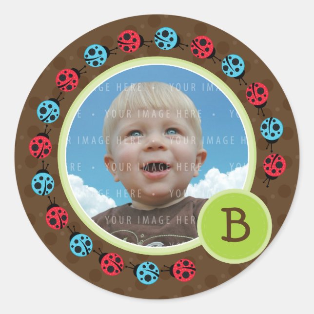 Pegatina Redonda FOTO SEAL: circunferencia de ladybird 1 (Anverso)