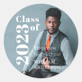 Pegatina Redonda Foto simple de graduación de fotos