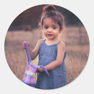 Pegatina Redonda Foto simple y moderna de Personalizado