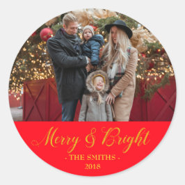 Pegatina Redonda Foto y nombre personalizados