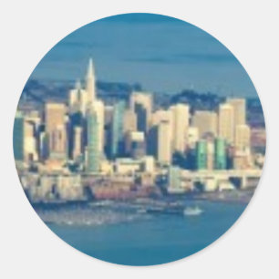 Pegatina Redonda Fotografía aérea de la bahía de San Francisco