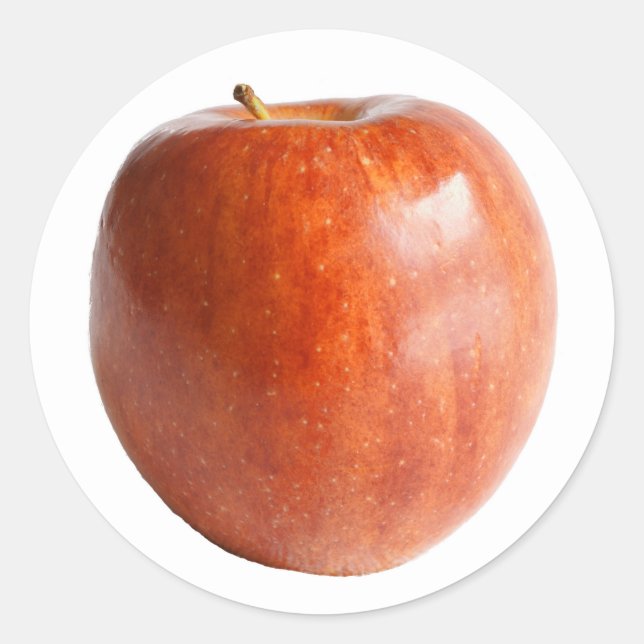 Pegatina Redonda Fotografía de Apple Roja Fresca (Anverso)