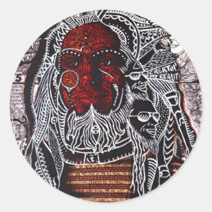 Pegatina Redonda Fotografía de detenido