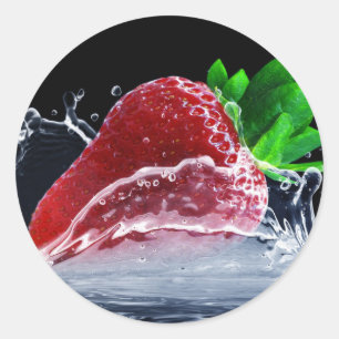 Pegatina Redonda Fotografía de fresa de fruta dulce postre dulce