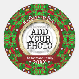 Pegatina Redonda Fotografía de la familia Vibe de vacaciones verdes