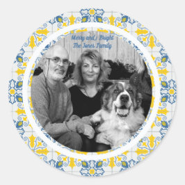 Pegatina Redonda Fotografía de mosaicos portugueses para Navidades 