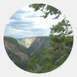 Pegatina Redonda Fotografía de piedra amarilla, muestra caídas de a