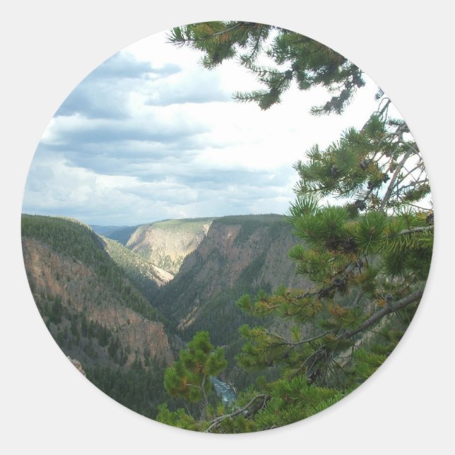 Pegatina Redonda Fotografía de piedra amarilla, muestra caídas de a (Anverso)