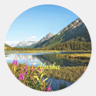 Pegatina Redonda Fotografía del paisaje escénico de Alaska