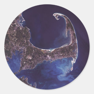 Pegatina Redonda Fotografía del satélite de Cape Cod