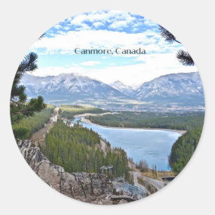 Pegatina Redonda Fotografía escénica de Canmore, Canadá
