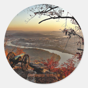Pegatina Redonda fotografía escénica de Chattanooga, Tennessee