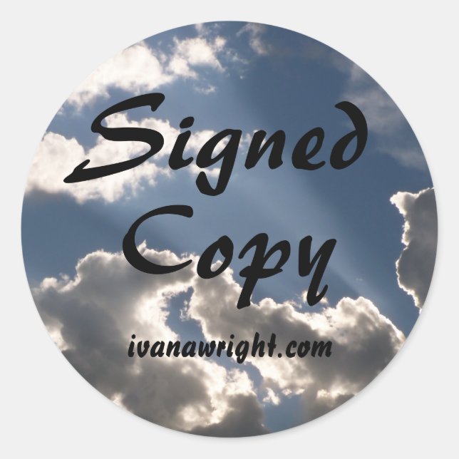 Pegatina Redonda Fotografía firmada por Blue Skies White Clouds con (Anverso)
