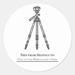 Pegatina Redonda Fotografía Fotógrafo Cámara Trípode Accesorios 