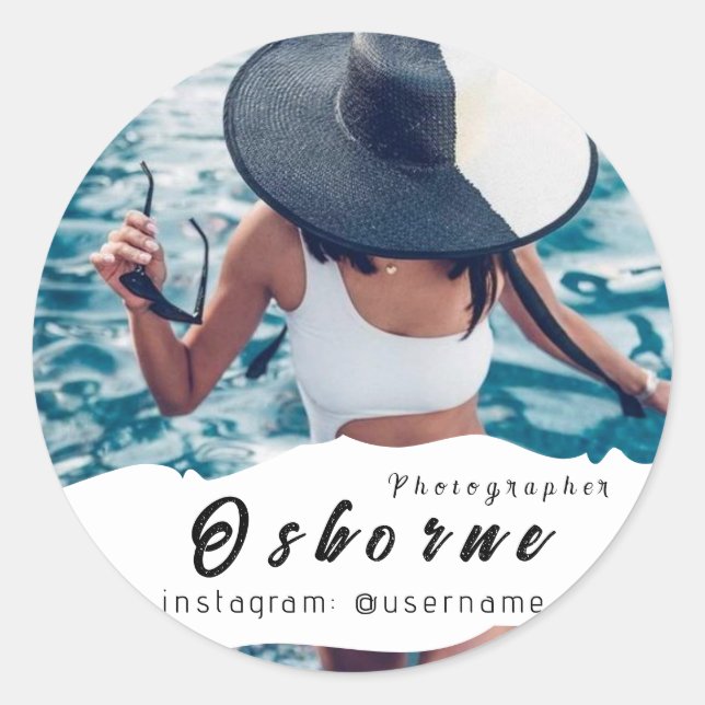 Pegatina Redonda Fotografía Moderno Minimal Simple Photo Classic Ro (Anverso)