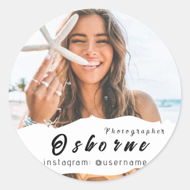 Pegatina Redonda Fotografía Moderno Minimal Simple Photo Classic Ro (Anverso)