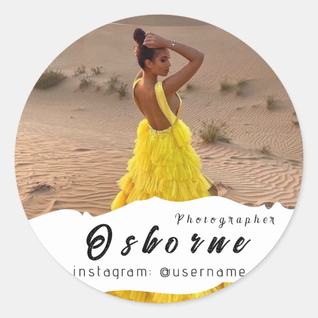 Pegatina Redonda Fotografía Moderno Minimal Simple Photo Classic Ro (Anverso)