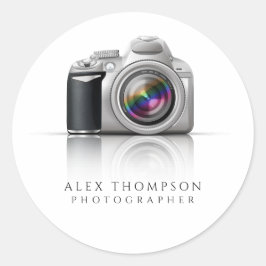 Pegatina Redonda Fotografía profesional de cámara réflex digital