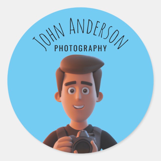 Pegatina Redonda Fotógrafo (Anverso)