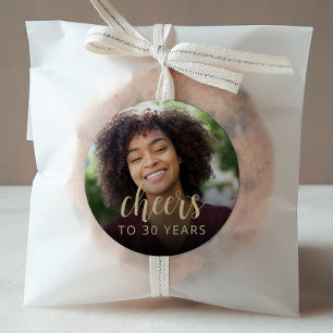 Pegatina Redonda Fotógrafo Fiesta de cumpleaños número 30