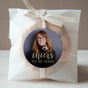 Pegatina Redonda Fotógrafo Fiesta de cumpleaños número 40