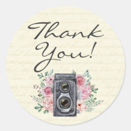 Pegatina Redonda Fotógrafo fotográfico de época Gracias