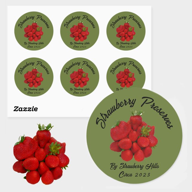 Pegatina Redonda Fotomural de Conserva de Fresa Verde (Subido por el creador)
