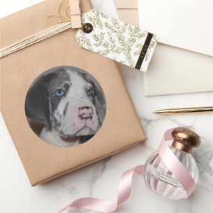 Pegatina Redonda Fotonovedad de mascota personalizada de cachorro d