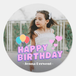 Pegatina Redonda Fotos Cumpleaños Personalizado